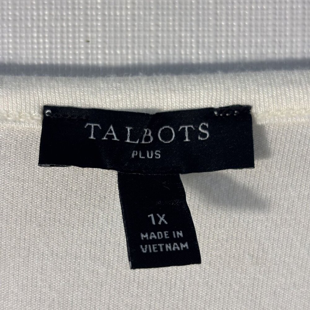 Talbots Womens Plus Size 1X Ivory Pleated Sleeve Blouse Top Rayon/Polyester - Picture 5 of 8